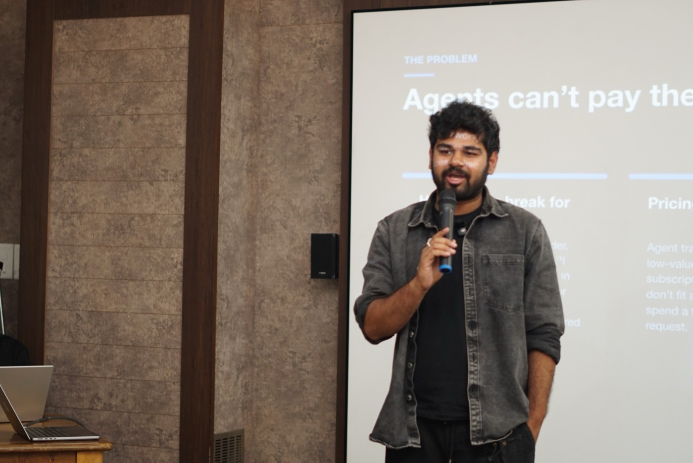 Anukul pitching GateKeep on stage